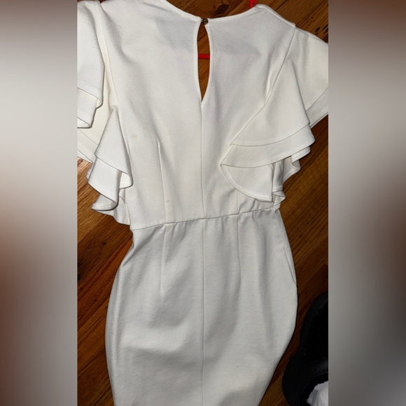 Elegant White Ruffle Sleeve Dress - Picture 2 of 2